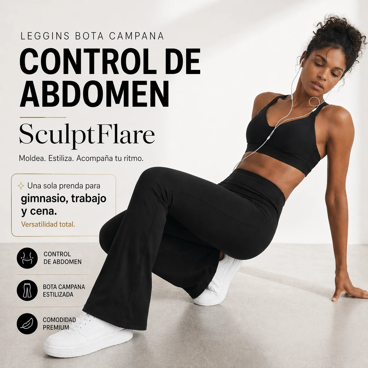 Leggins Bota Campana Control De Abdomen - SculptFlare