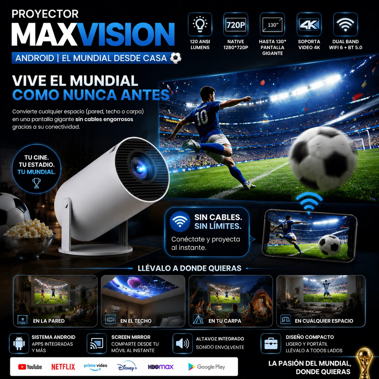 Proyector MaxVision | Android | El mundial desde casa⚽️