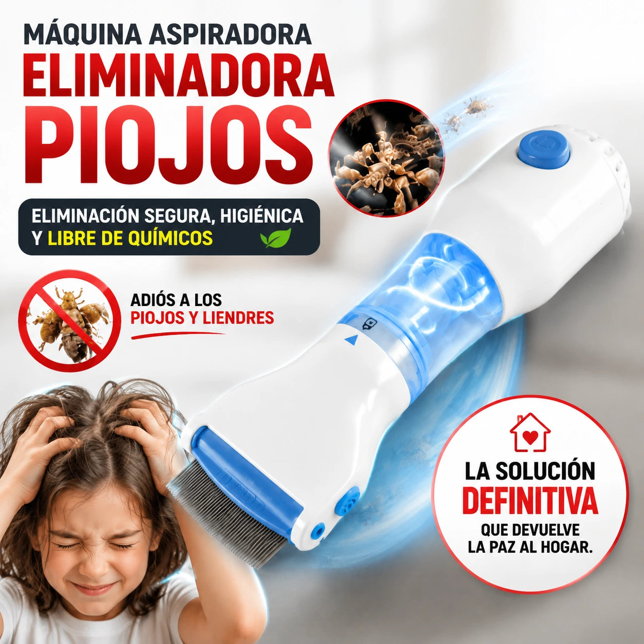 Maquina Aspiradora Eliminadora Piojos eliminación segura, higiénica y libre de químicos