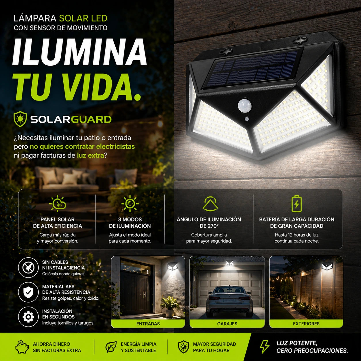 Lampara Solar Led Con Sensor De Movimiento - SolarGuard