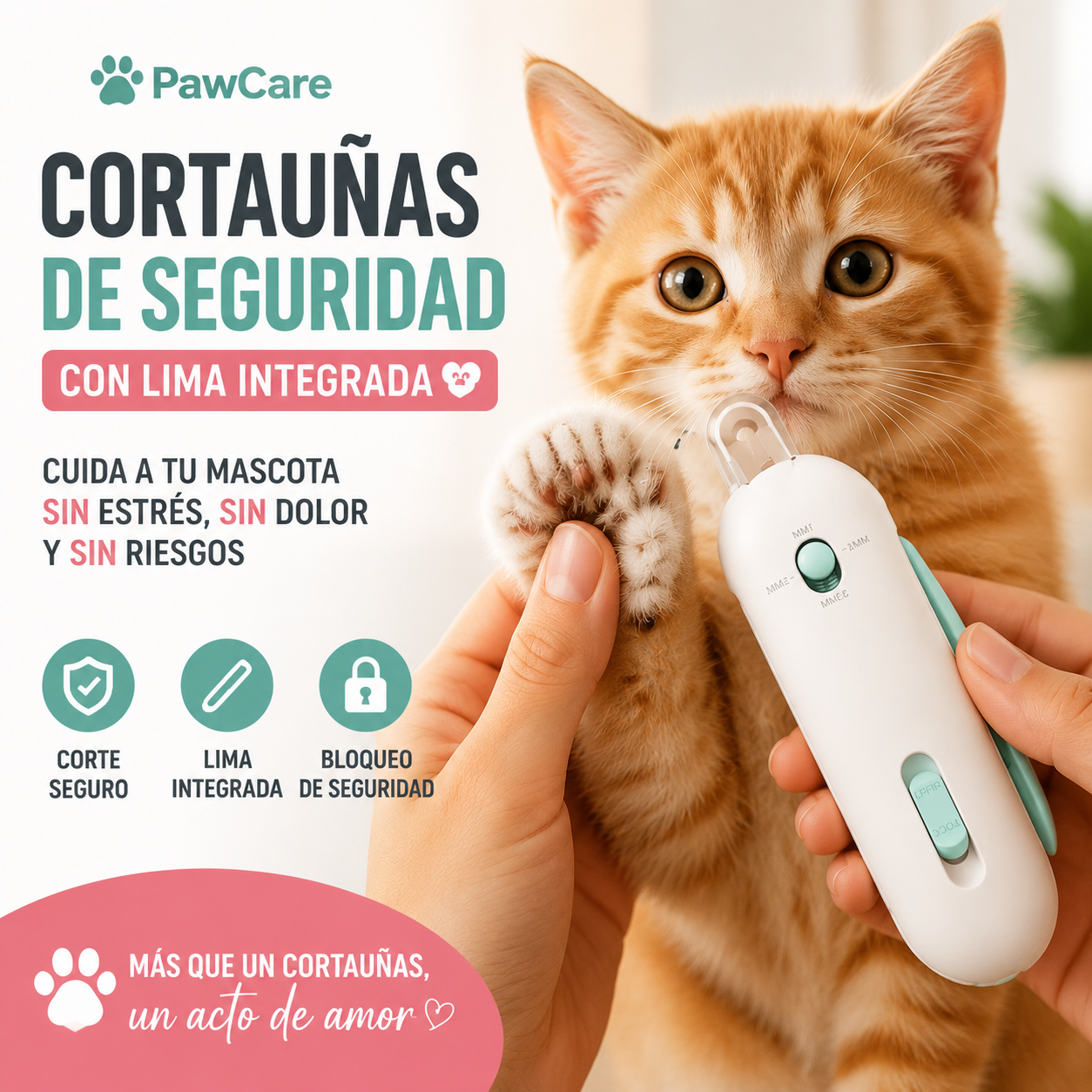 Cortaunas De Seguridad Mascotas Con Lima PawCare