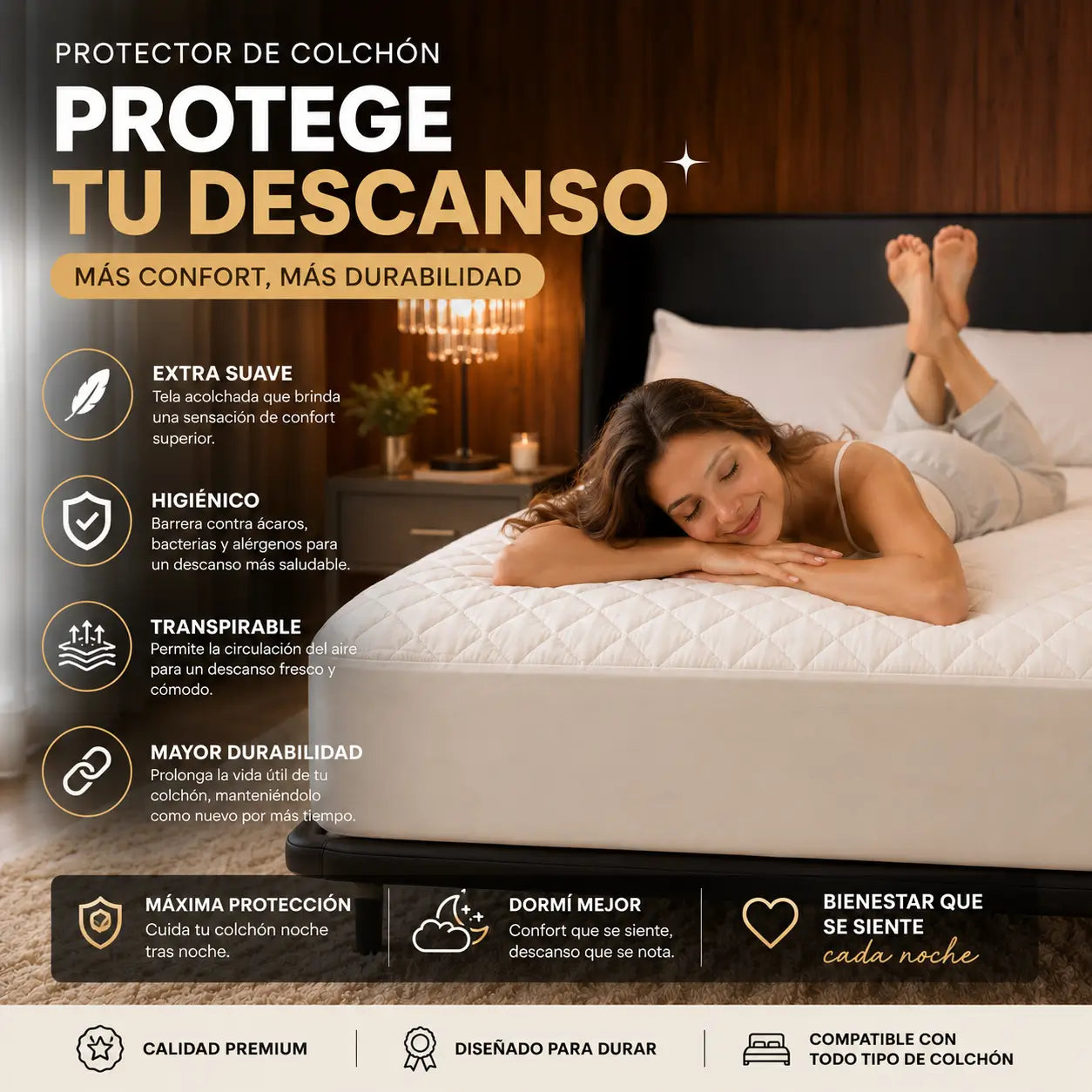 PROTECTOR DE COLCHON ANTIFLUIDO | Acolchado y Antibacterial⭐️