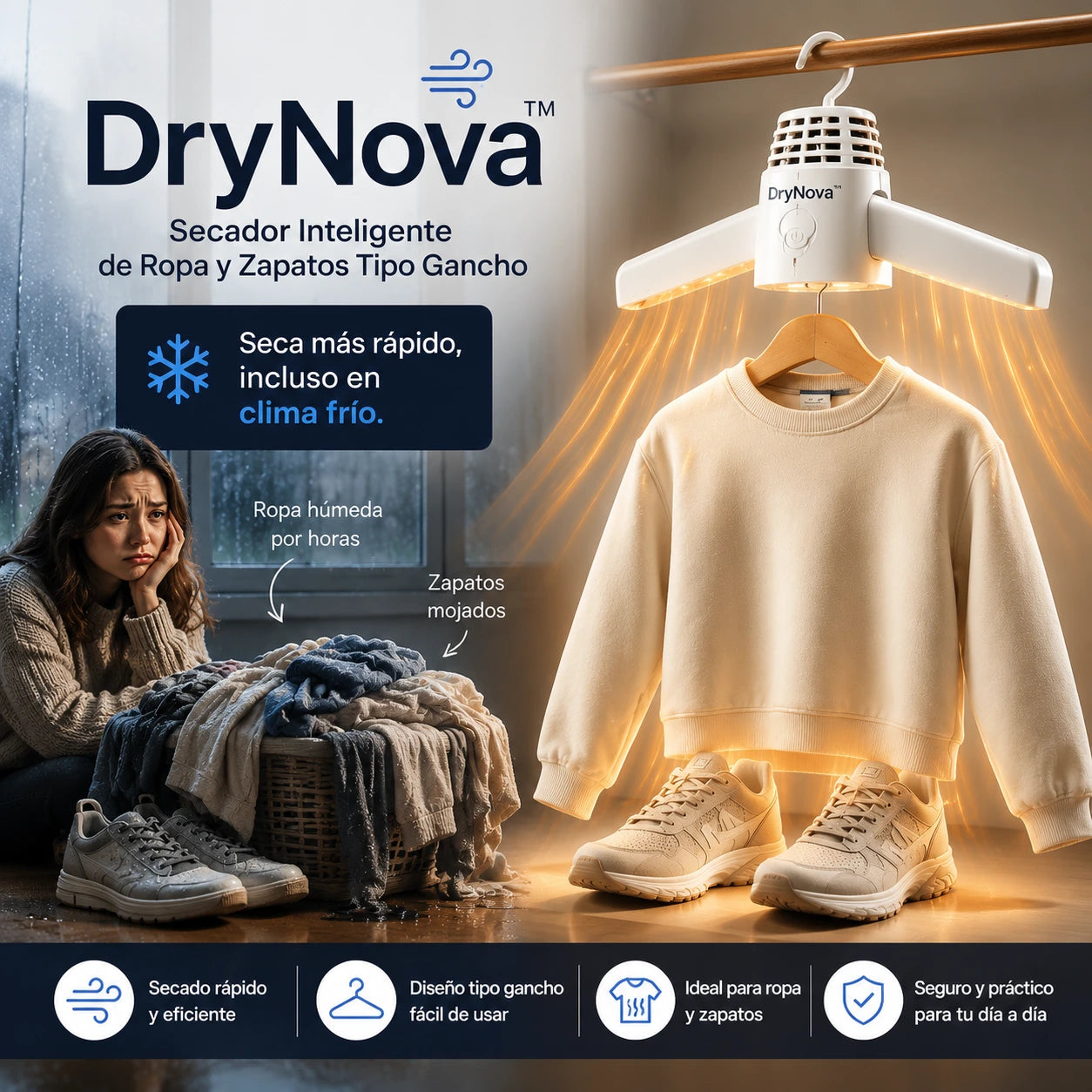 Secador De Ropa Y Zapatos Tipo Gancho - DryNova™