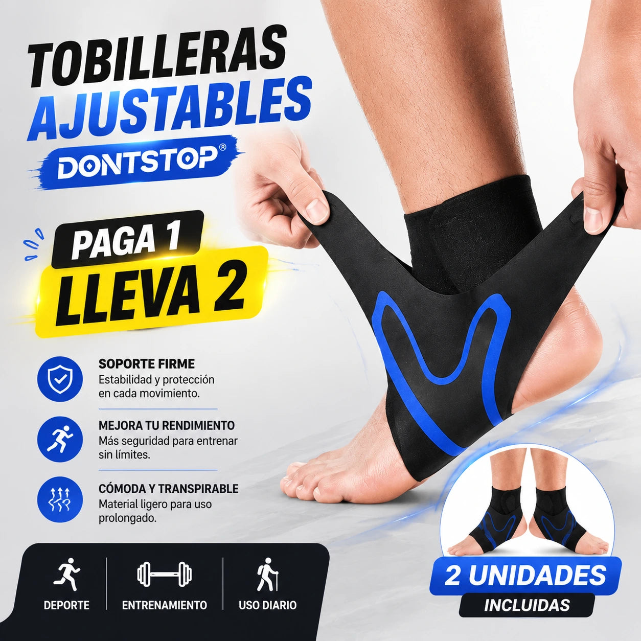 PAGA 1 LLEVA 2 ⭐Tobilleras Ajustable DontStop®
