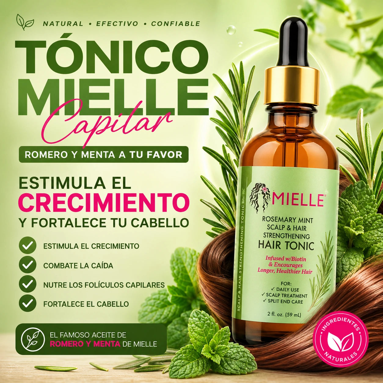 Tonico Mielle Capilar | Romero y menta a tu favor