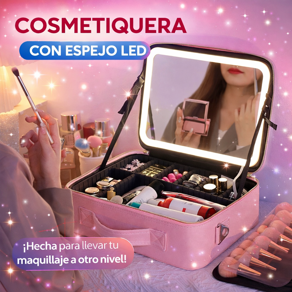 Cosmetiquera Con Espejo Led - LumiCase®
