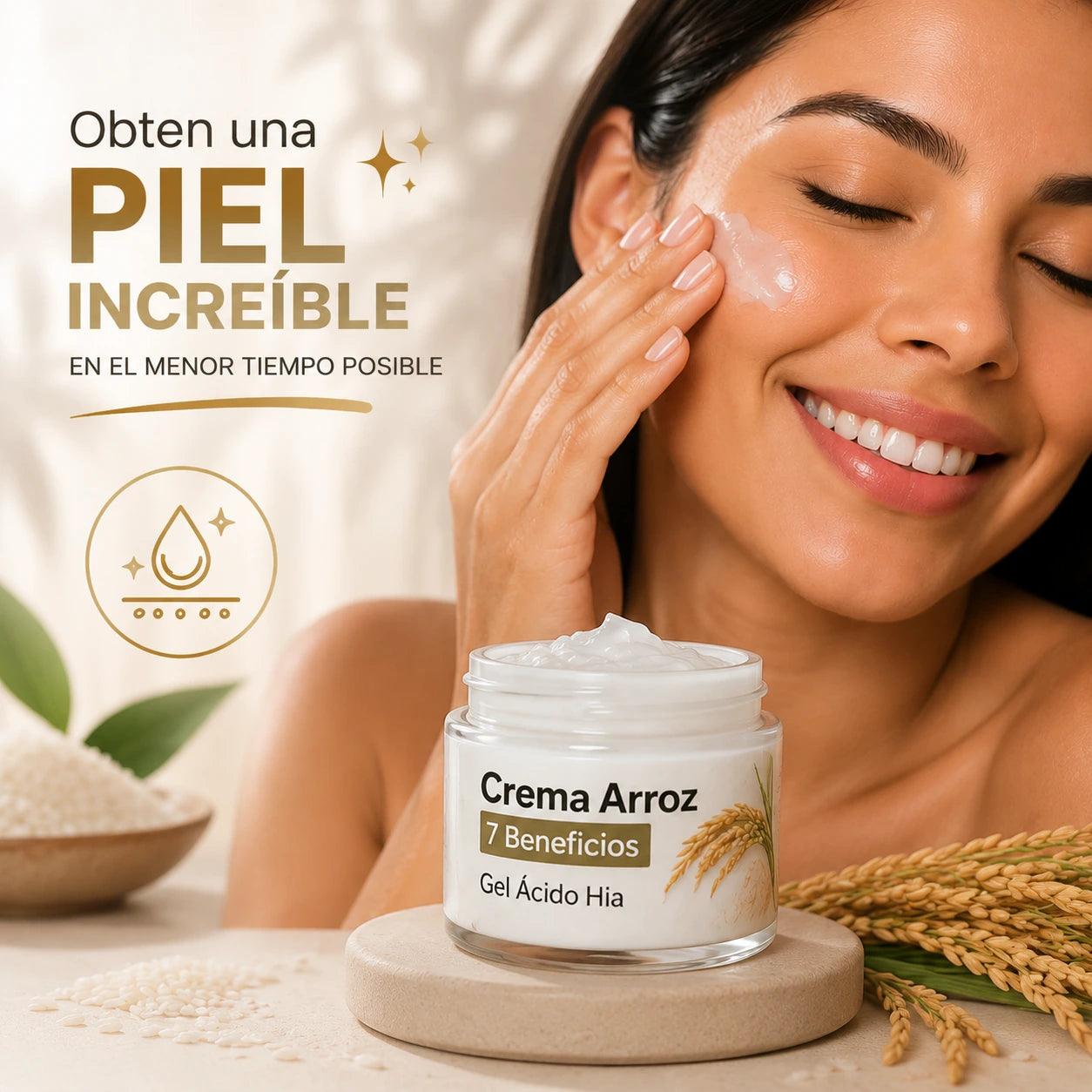 Crema Arroz 7 Beneficios Gel Acido Hia
