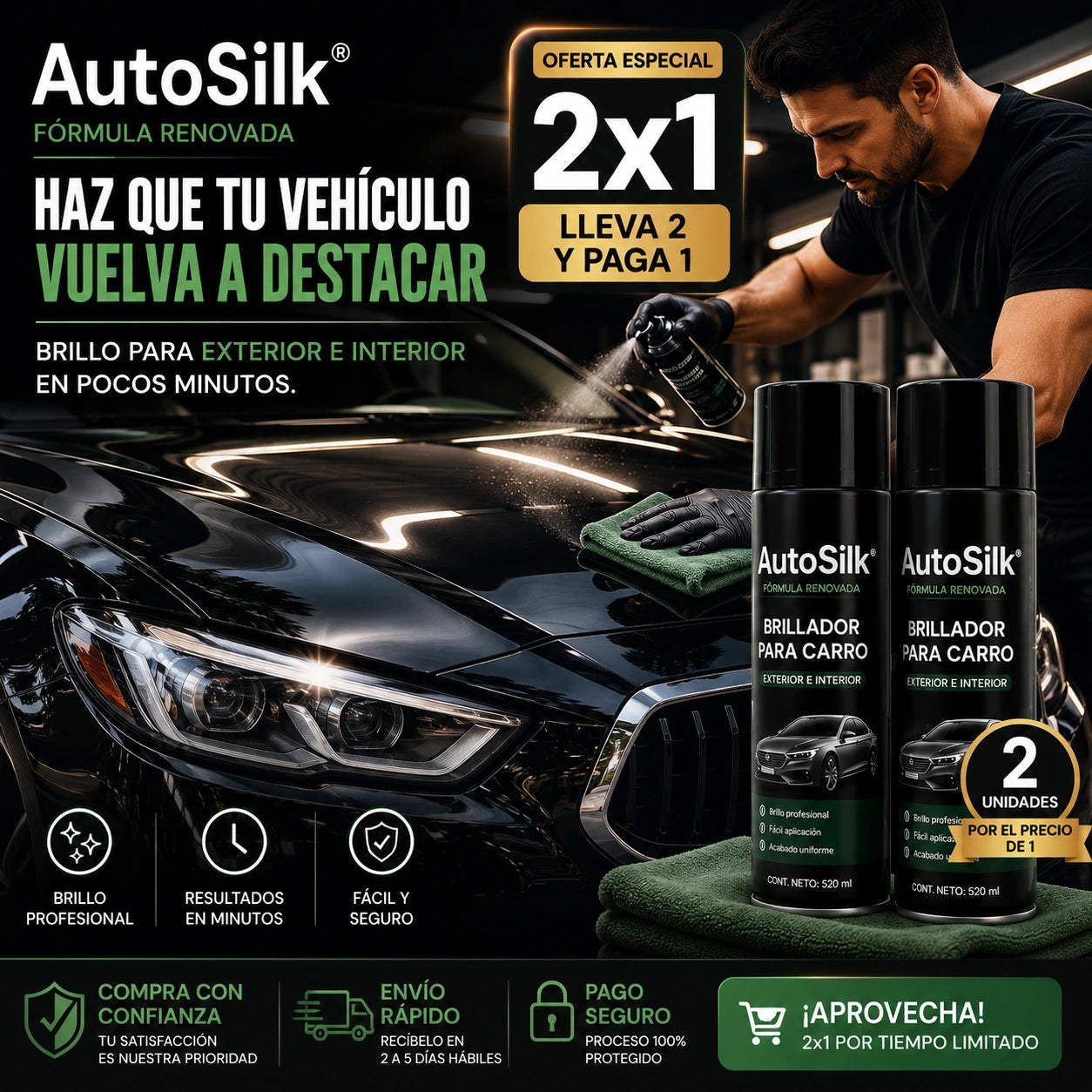 PAGUE 1 LLEVE 2 | Spray Brillador de Carro - AutoSilk Pro®