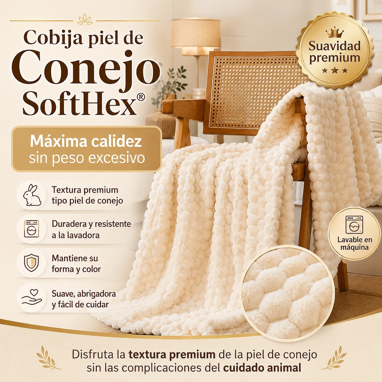 Cobija piel de Conejo SoftHex®