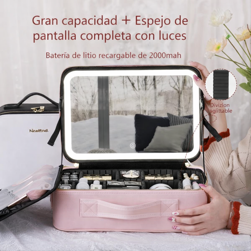 Cosmetiquera Con Espejo Led - LumiCase®