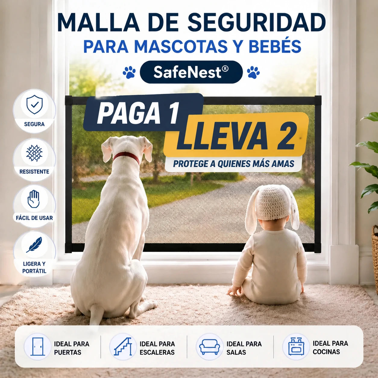 PAGUE 1 LLEVA 2 Malla De Seguridad Para Mascotas Y Bebes SafeNest®