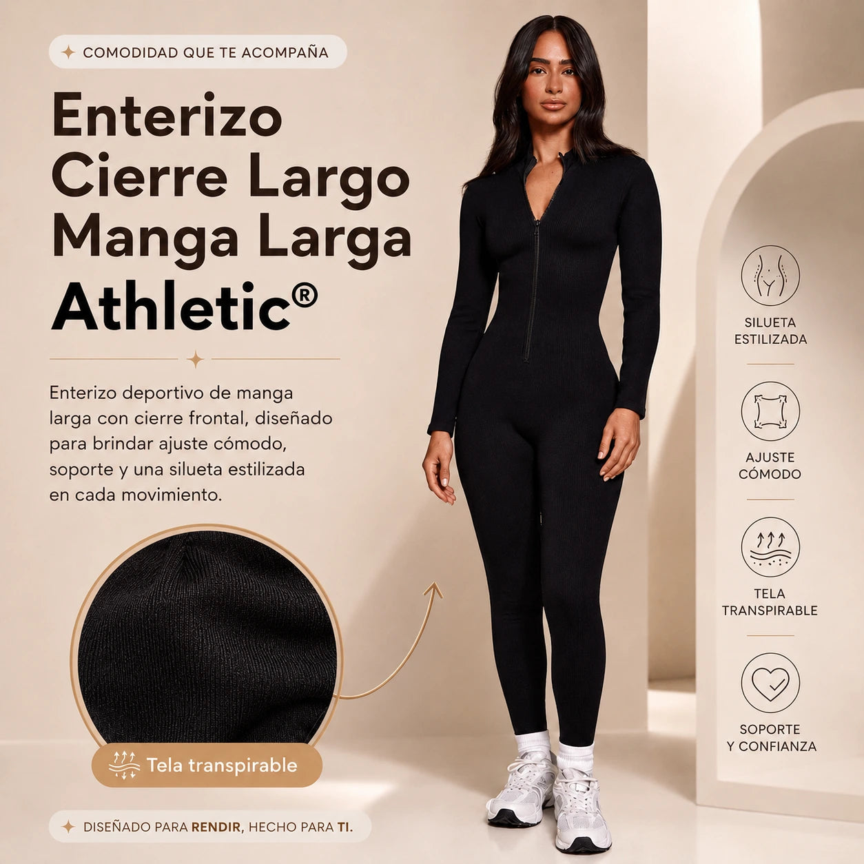 Enterizo Cierre Largo Manga - Athletic® | Talla Unica⭐️