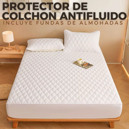 PROTECTOR DE COLCHON ACOLCHADO ANTIFLUIDO🎁FUNDAS DE ALMOHADA GRATIS