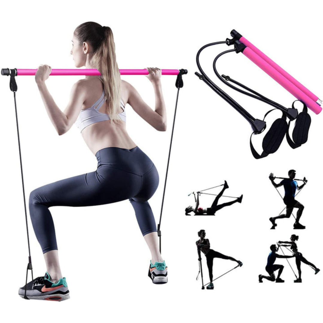 Combo Barra Pilates Rodillo Masajeador