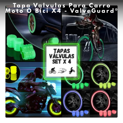 Tapa Valvulas Para Carro Moto O Bici X4 - ValveGuard®