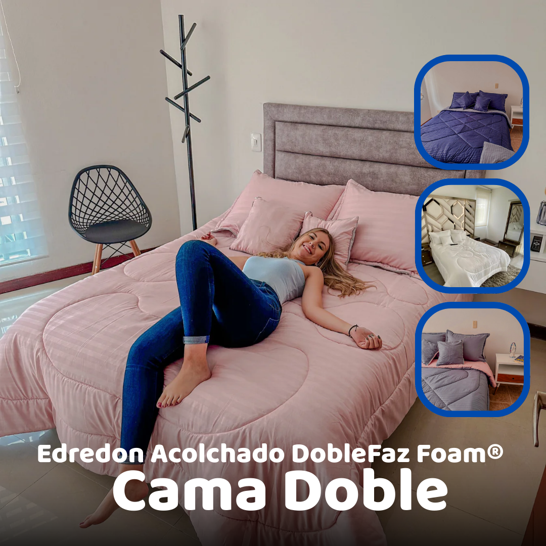 Edredon Acolchado Foam® + Cojines🎁| Cama Doble 1.40cm*1.90cm